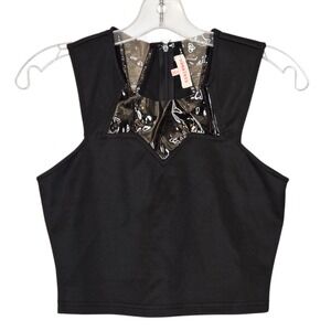 Nameless Black‎ Star Cutout Crop Top PVC Vinyl Clear Rave Goth Festival Cyber S